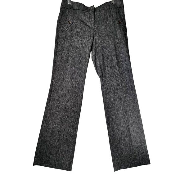 Ann Taylor Loft Marisa Trousers 8T Gray Black Weave Wide Leg Pockets Career Pant - Picture 1 of 15